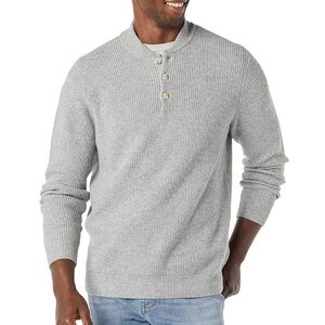 Amazon Essentials Mens Gray Henley Sweater